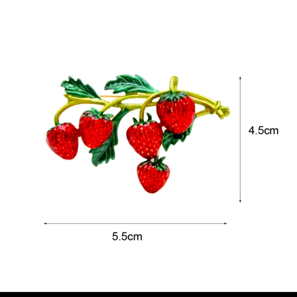 ❤️ Enameled Strawberries brooch. NWT - Picture 9 of 9